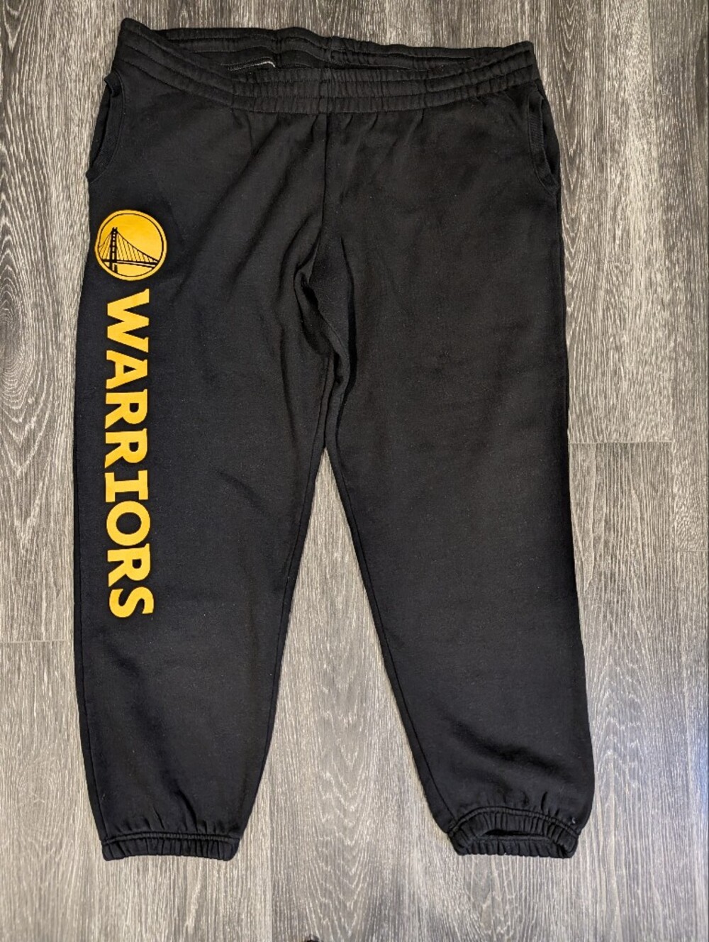 Warriors Black Athletic Sweatpants with Yellow Logo